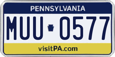 PA license plate MUU0577