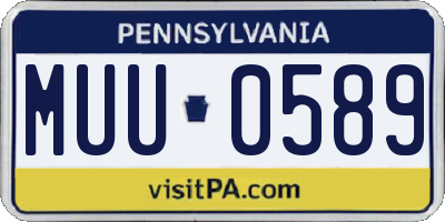 PA license plate MUU0589