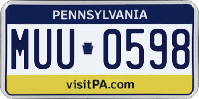 PA license plate MUU0598
