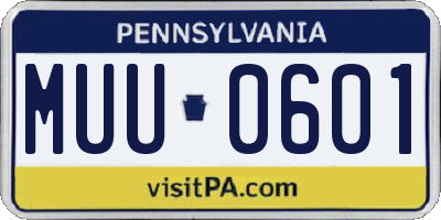 PA license plate MUU0601