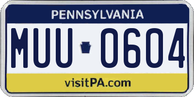 PA license plate MUU0604