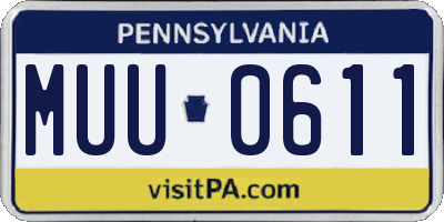 PA license plate MUU0611