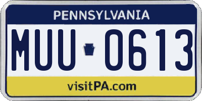 PA license plate MUU0613