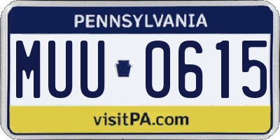 PA license plate MUU0615