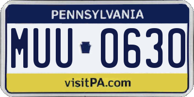 PA license plate MUU0630