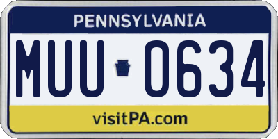 PA license plate MUU0634