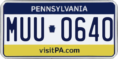 PA license plate MUU0640