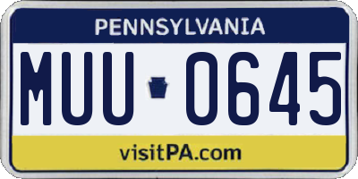 PA license plate MUU0645