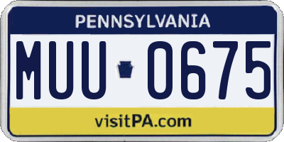 PA license plate MUU0675