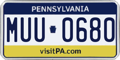 PA license plate MUU0680