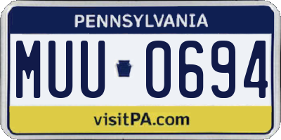 PA license plate MUU0694