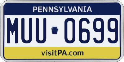 PA license plate MUU0699
