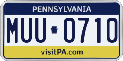 PA license plate MUU0710