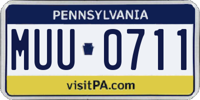 PA license plate MUU0711