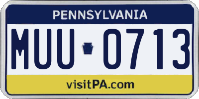 PA license plate MUU0713