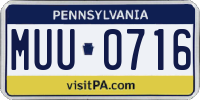 PA license plate MUU0716