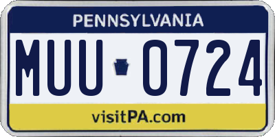 PA license plate MUU0724