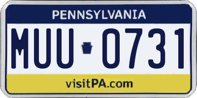 PA license plate MUU0731