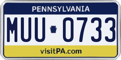 PA license plate MUU0733