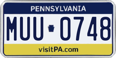 PA license plate MUU0748