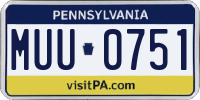 PA license plate MUU0751