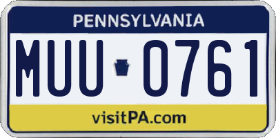 PA license plate MUU0761