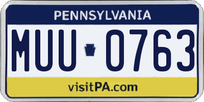 PA license plate MUU0763