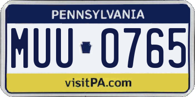 PA license plate MUU0765