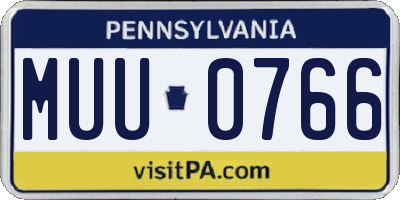 PA license plate MUU0766