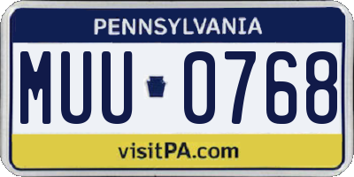 PA license plate MUU0768