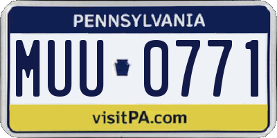 PA license plate MUU0771