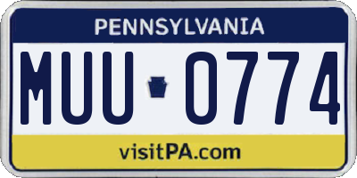 PA license plate MUU0774