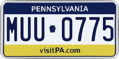PA license plate MUU0775