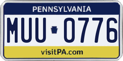 PA license plate MUU0776