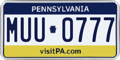 PA license plate MUU0777
