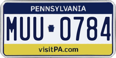PA license plate MUU0784