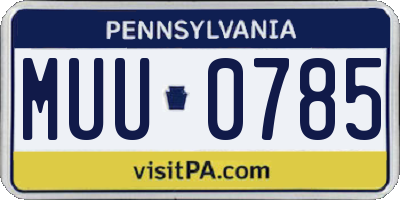 PA license plate MUU0785