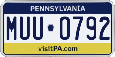 PA license plate MUU0792