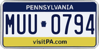 PA license plate MUU0794