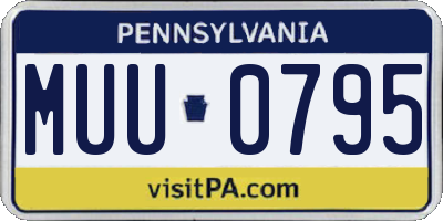 PA license plate MUU0795