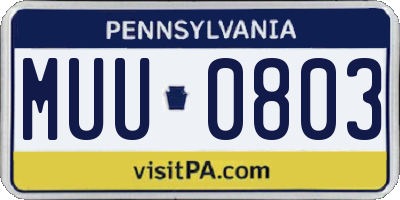 PA license plate MUU0803