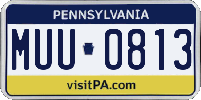 PA license plate MUU0813