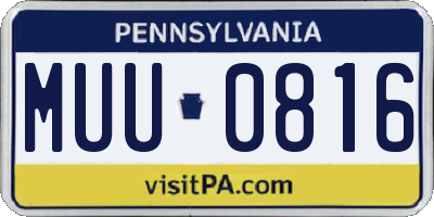 PA license plate MUU0816