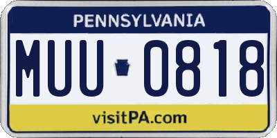 PA license plate MUU0818