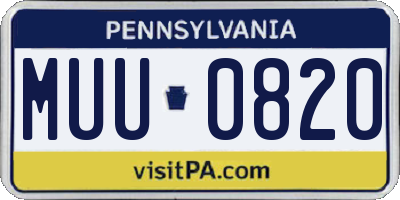 PA license plate MUU0820