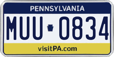 PA license plate MUU0834