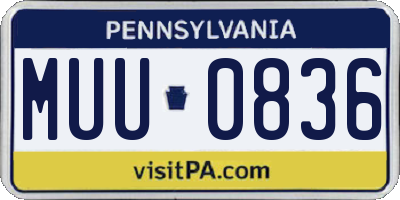 PA license plate MUU0836