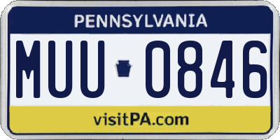 PA license plate MUU0846