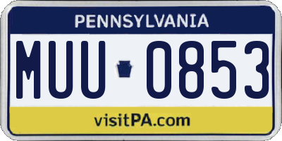 PA license plate MUU0853