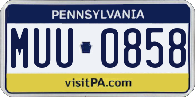 PA license plate MUU0858